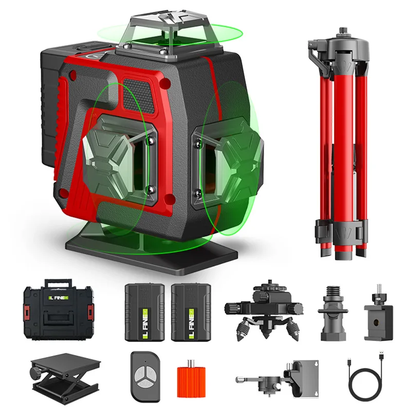 L fine 16 Line Pro Laser Level 360 Vertical Self Leveling Horizontal & Bracket Tripod LD Green Light Level