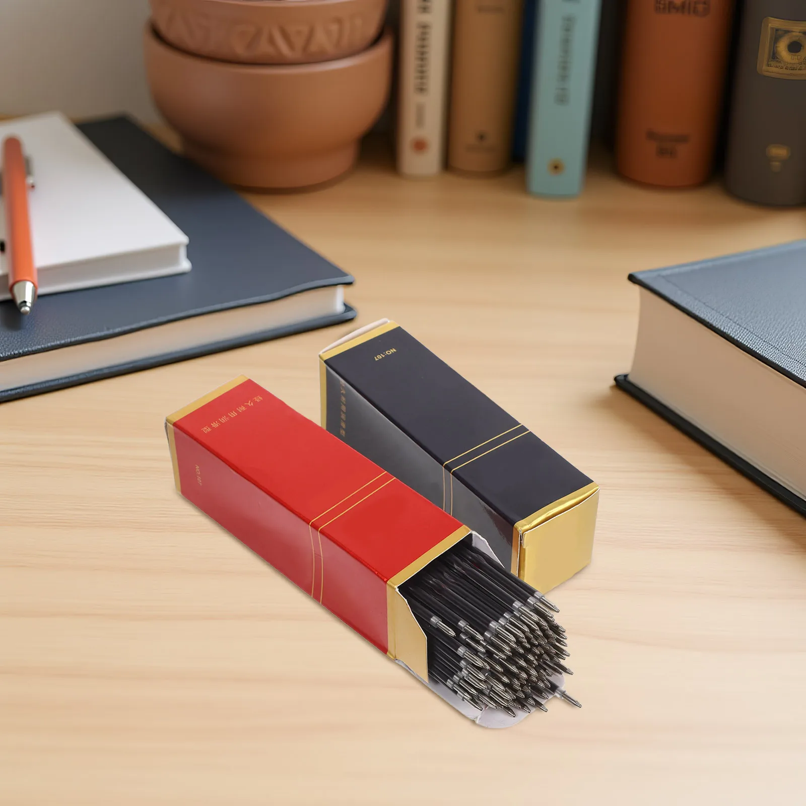 

200pcs 0.7Mm Ballpoint Pen Refills Black Red Smooth Easy Replacement For Retractable Pens Office School Writing Supplies