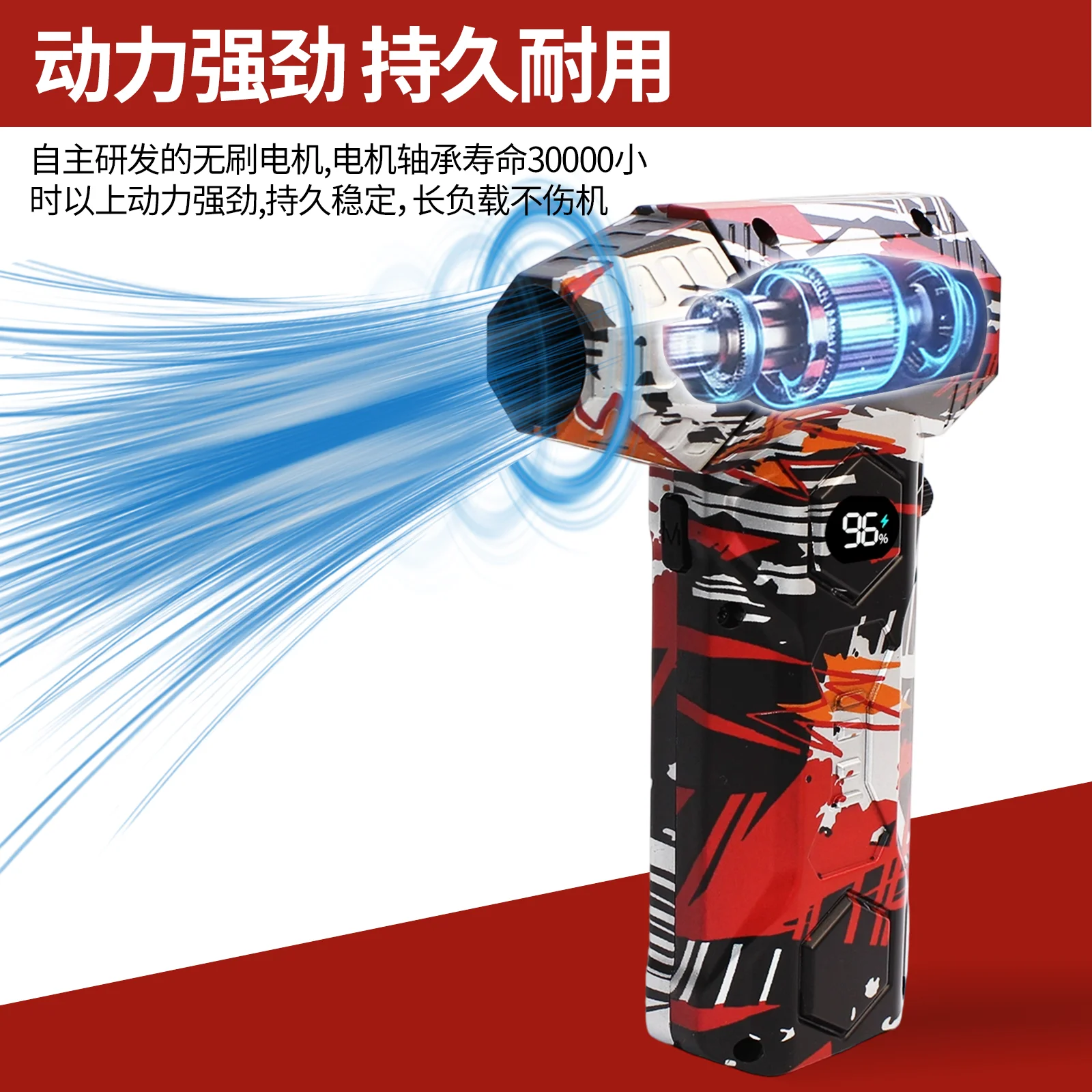 

X11Pro Турбоструйный вентилятор 990000 об/мин Бесщеточный двигатель Мощный воздуходувка Скорость ветра 75 м/с 10000 мАч Violent Turbo Fan Вакуумный комплект