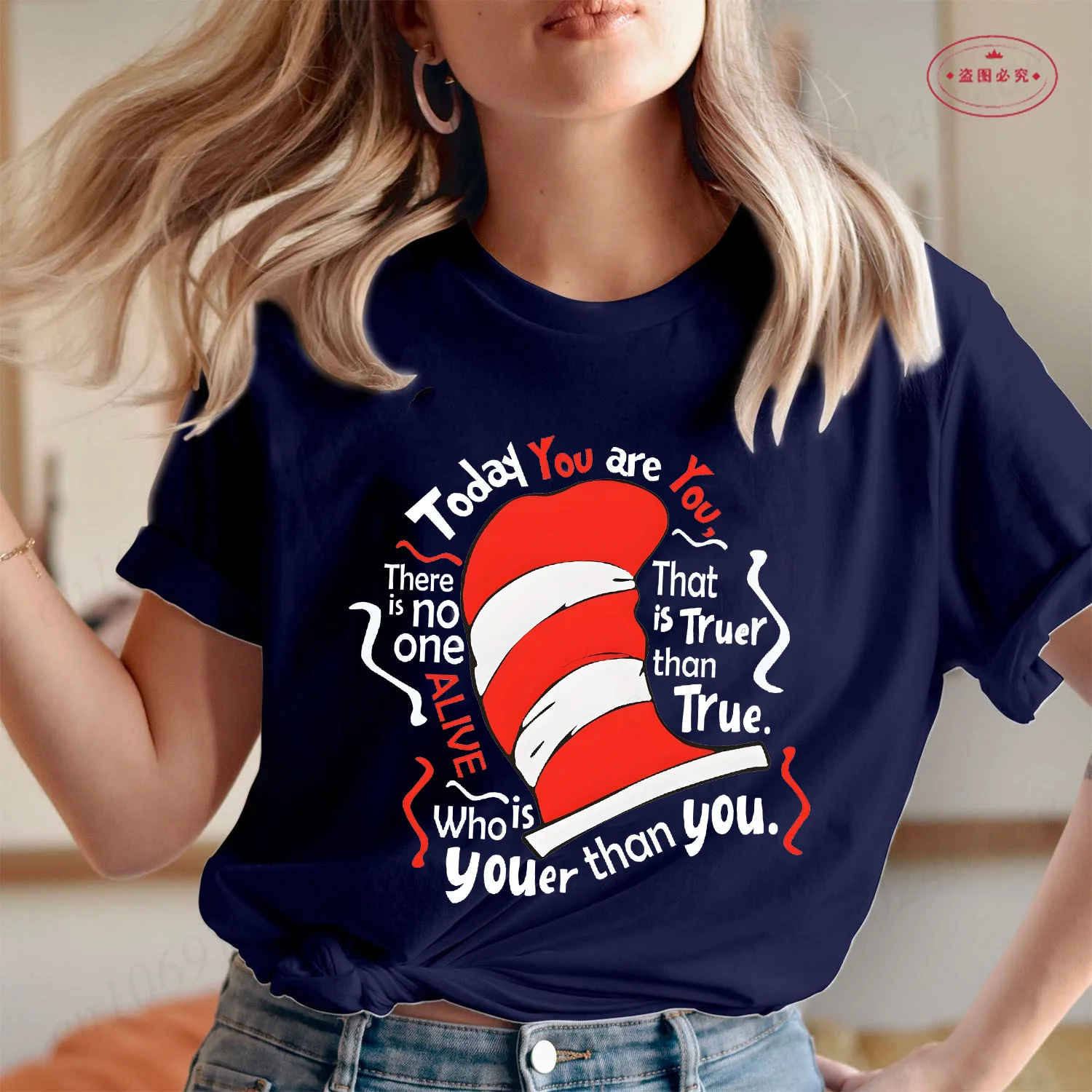 اليوم أنت تي شيرت للنساء مضحك القط في القبعة الجرافيك القمم المعلم هدية س الرقبة قصيرة الأكمام تيز الملابس النسائية