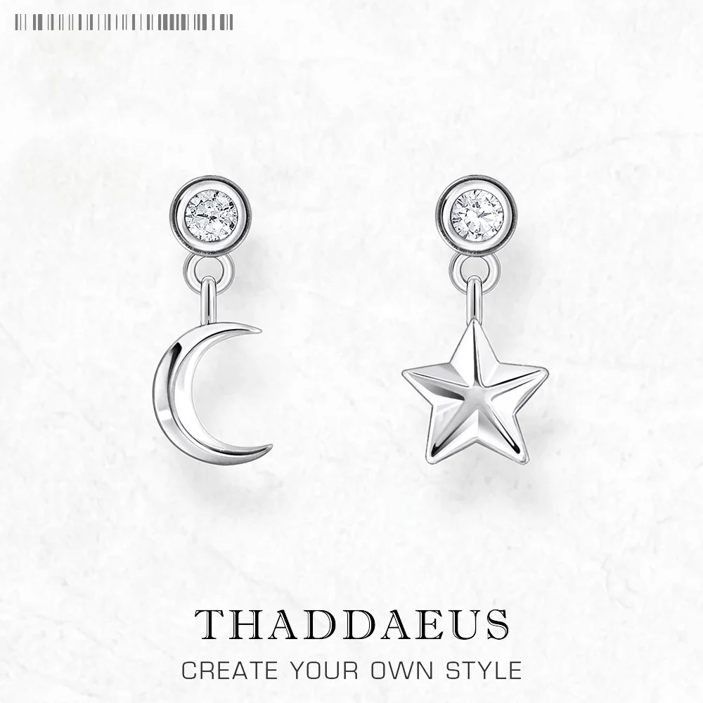 

Серьги-гвоздики для ушей Солнце и Луна, европейские модные изящные ювелирные изделия для женщин, космический подарок из настоящего серебра 925 пробы
