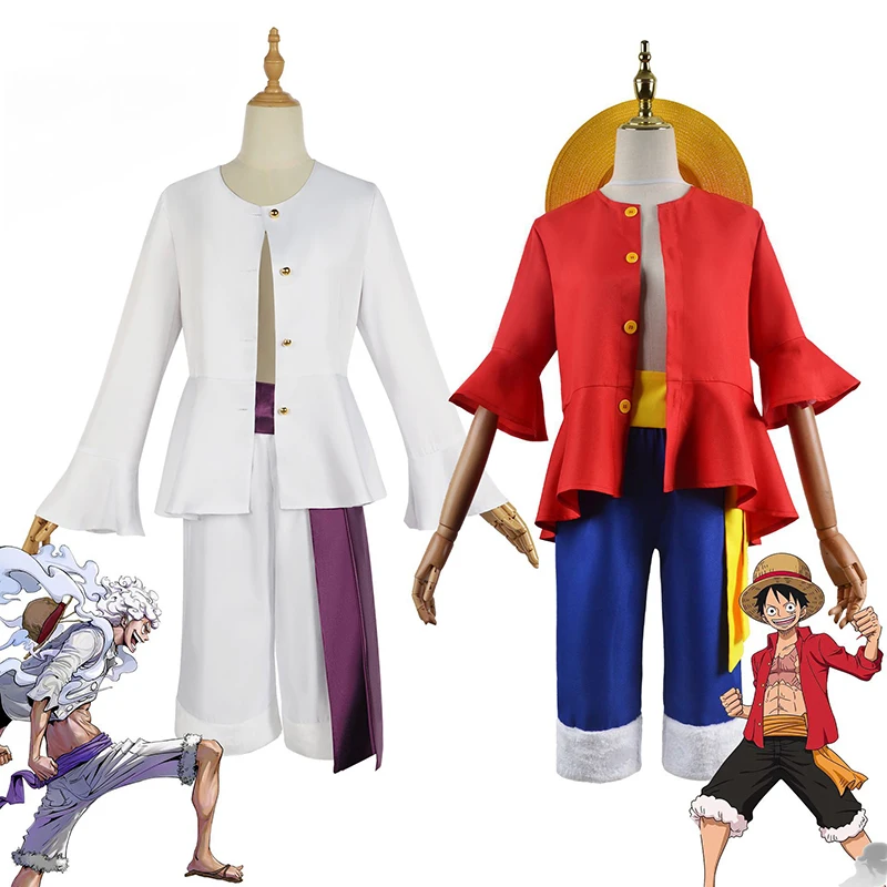 Anime One Piece Cosplay Costume Straw Hat Boy Country Monkey D. Luffy Clothes Christmas Party Carnival Adult Kids Shorts Kimono