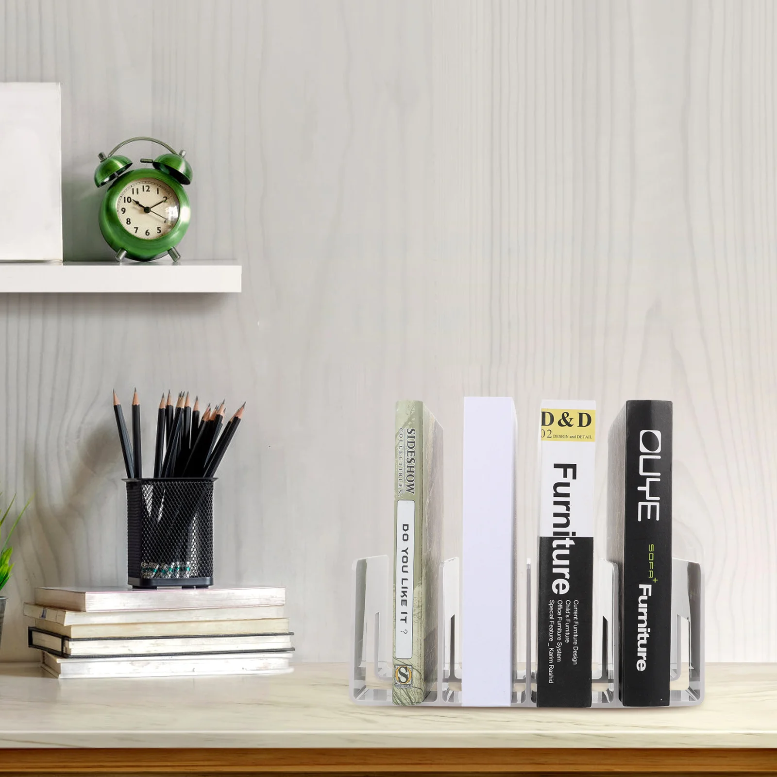 1Pcs Bookend Acrylic Modern Book Organizer for Home Office Library Study Room Book Shelf Support Acrylic Bookends