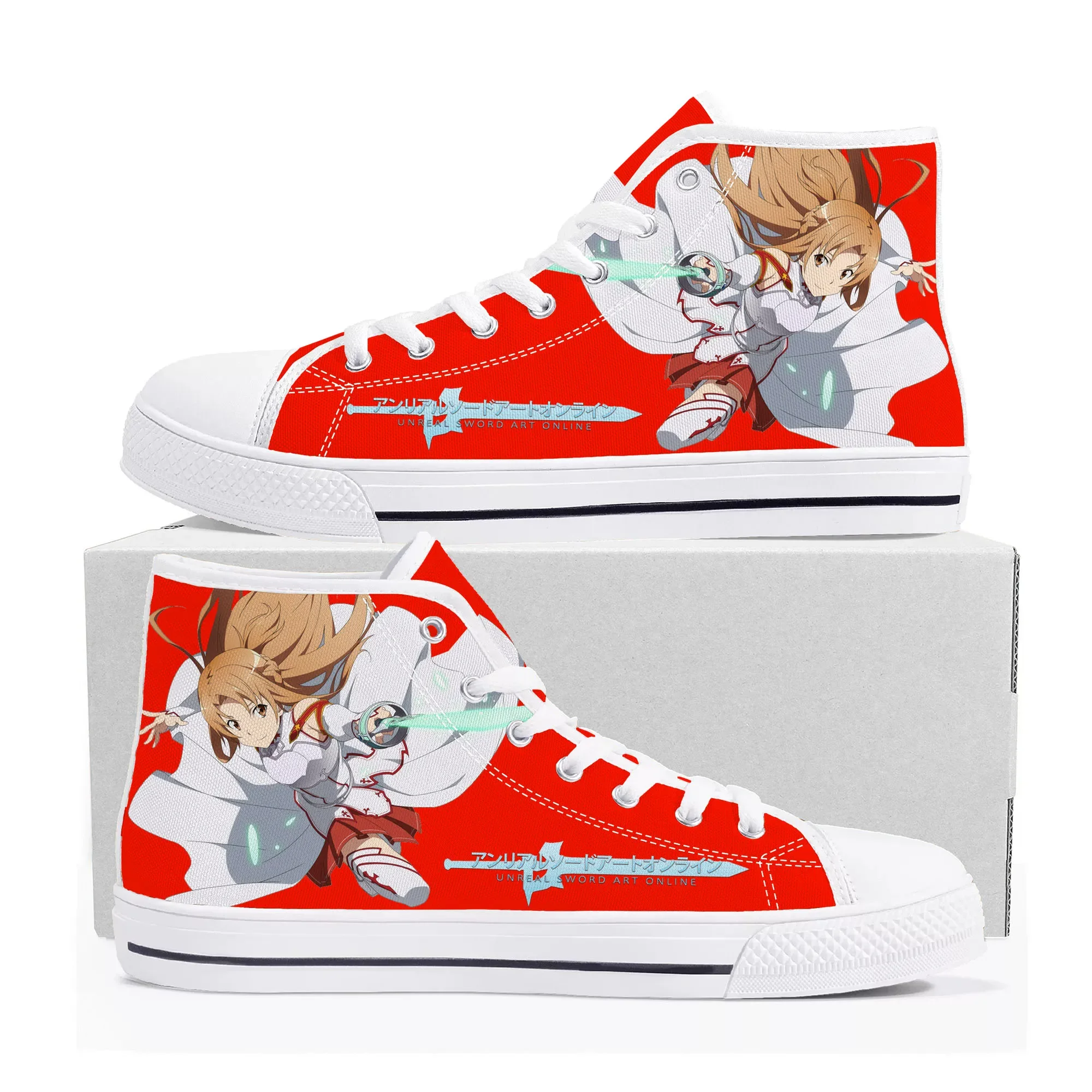 

Comics Asuna Sword Art Online High Top Sneakers High Quality Mens Womens Teenager Canvas Sneaker Casual Couple Shoes Custom Shoe