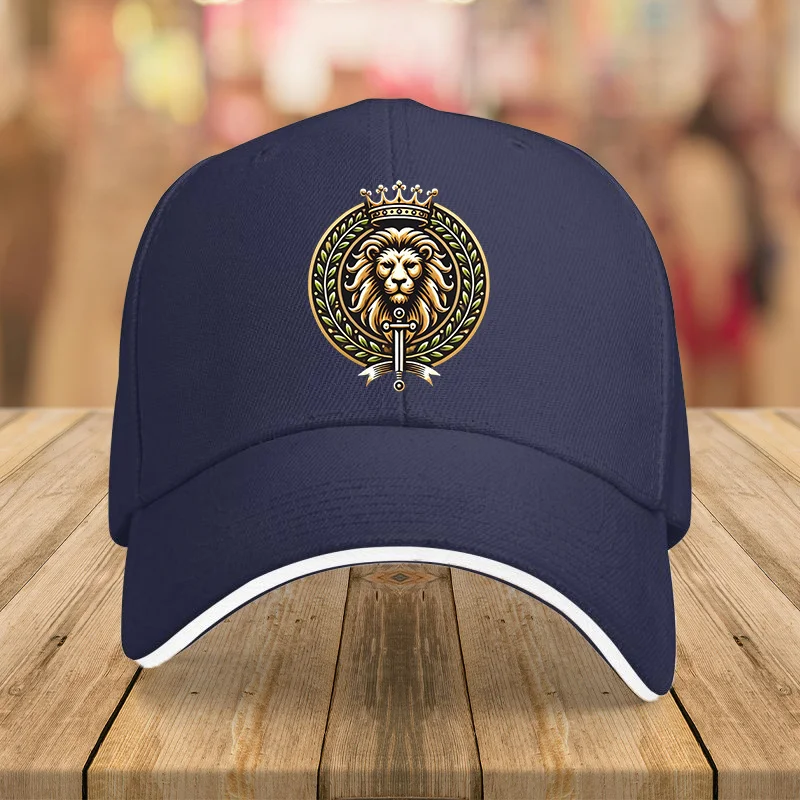 Shir O Khorshid Iranian Lion & Sun Symbol Baseball Cap for Men - Lightweight Polyester Casual Hat with Geometric Pattern