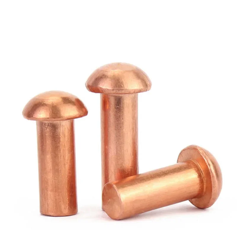 1~100PCS Copper Solid Round Head Rivet M1.5 M2 M2.5 M3 M4 M5 M6 M8 Purple Copper Solid Self-plugging Rivets