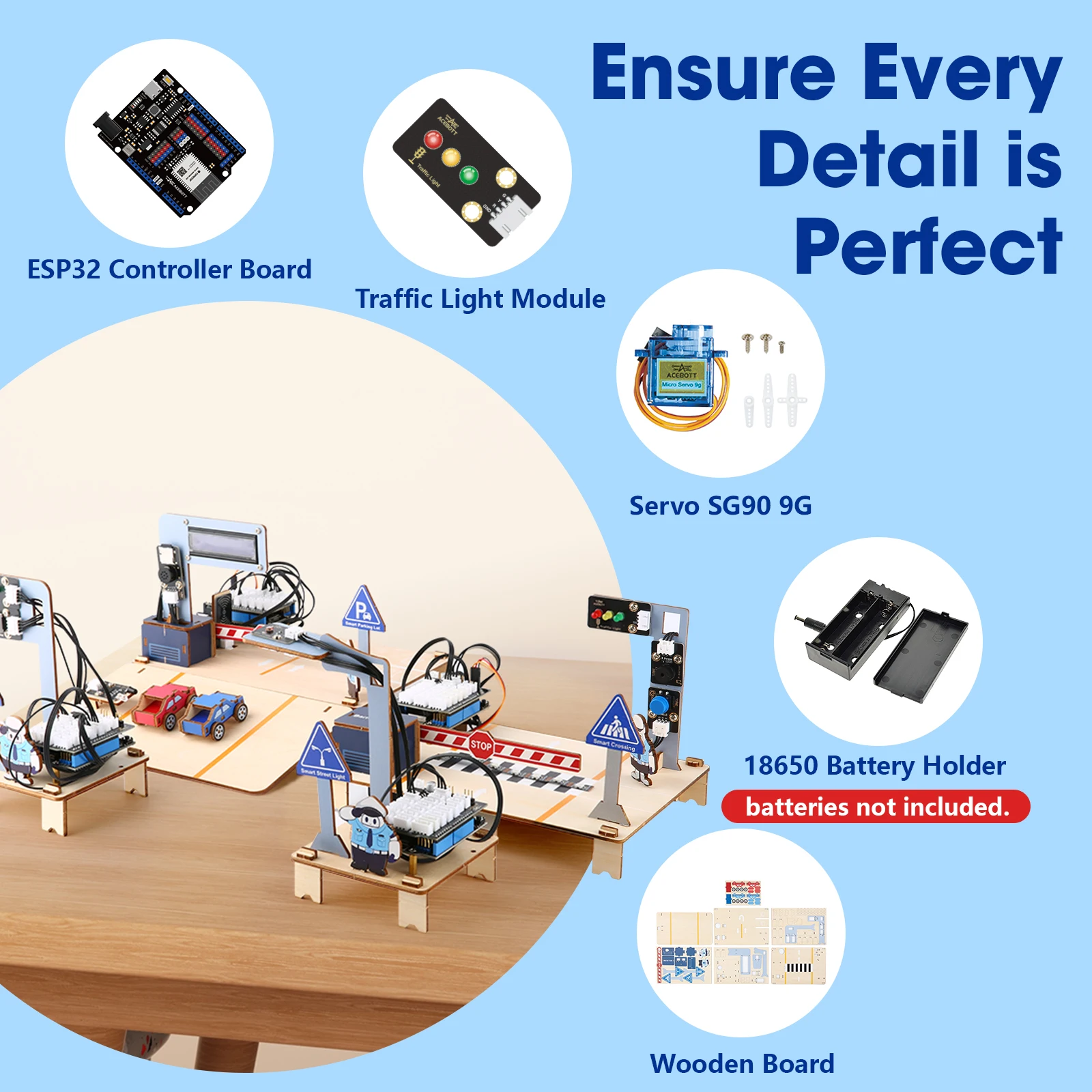 ACEBOTT ESP32 STEM Intelligent Transport School Smart Home Kit Education Solution Series with Teaching Resource for Arduino