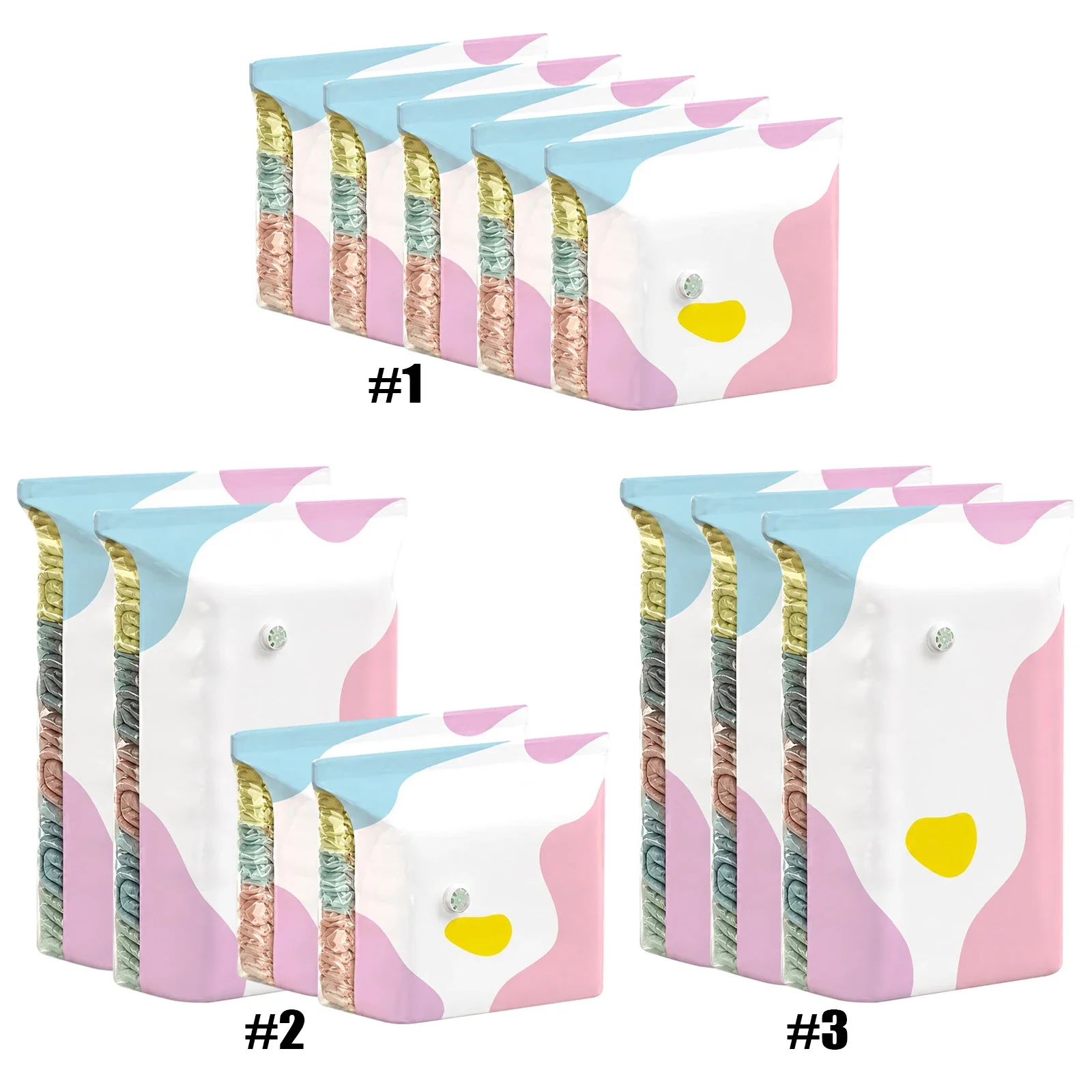 Space Saving Vacuum Bags 4/5pcs No Pump Vacuum Compression Bags Packing Sealing Comforter Organizer for Clothes Blanket Mattress