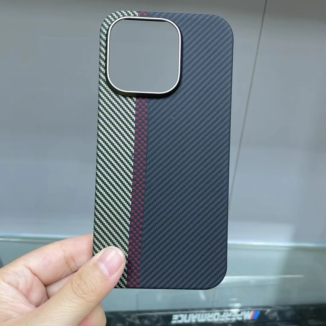 100% Genuine Carbon Fiber For iPhone 15 Pro Max Case Matte Aramid Ultra Thin Light Bulletproof Armor Metal Camera Ring Cover