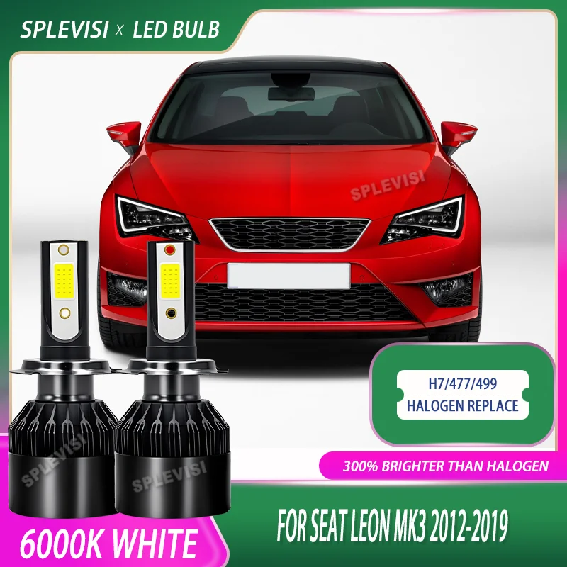 

LED 3-year warranty Car Light High Lo Beam H7/477 Fan Cooled 6000K For Seat Leon MK3 2012 2013 2014 2015 2016 2017 2018 2019