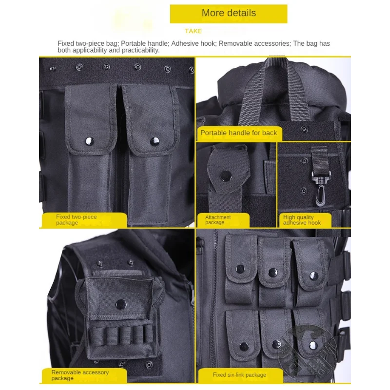 Security Tactical Tank Top Outdoor Training Combat Equipment Live CS Multi Pocket Waterproof Adhesive Buckle Tactical Vest