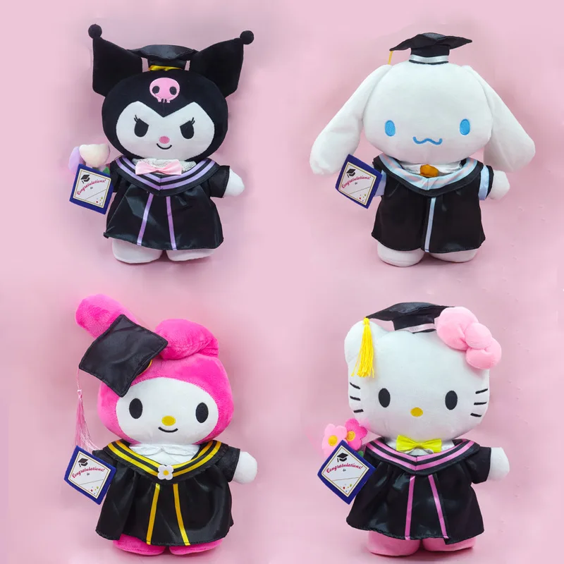 

25 см Выпускная плюшевая игрушка, фигурки стежков, мягкие игрушки Sanrio Kuromi Hello Kitty, диван, большая плюшевая кукла, подарки для детей
