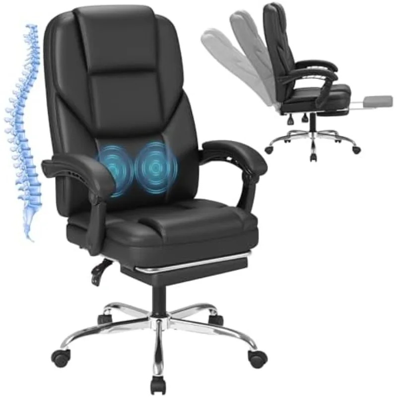 Massage Office Chair with Foot Rest Executive Big and Tall Office Chair Ergonomic Home Office Desk Chairs, Reclining