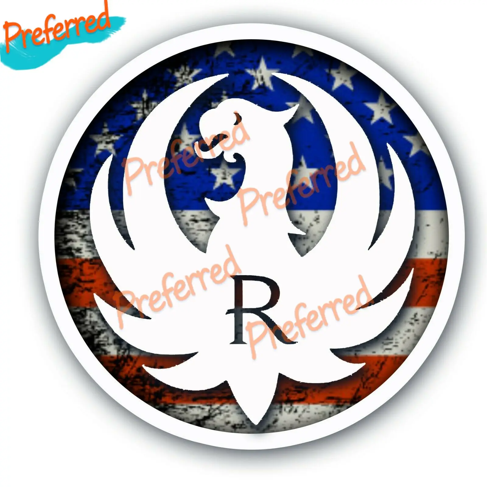 Ruger American American Flag Gun Rights Toolbox Bumper Sticker Vinyl Decal Car Sticker Windshield Bumper Motorcycle Helmet Decal