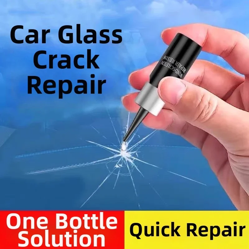 Car Windshield Repair Kit for Long Crack & Bullseye Star-Shaped Damage, Auto Glass Repair Resin Tool with Crack Pull Hook