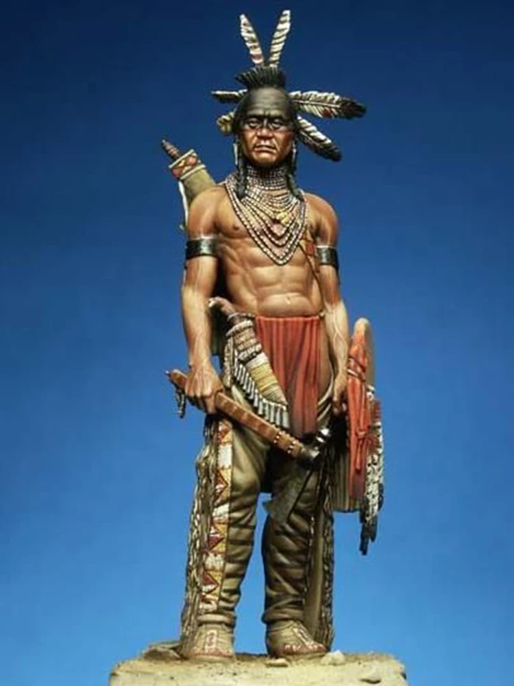 Resin Figure  1/24 75mm ancient  warrior stand with base Model Unassambled Unpainted  Figure Building Kit