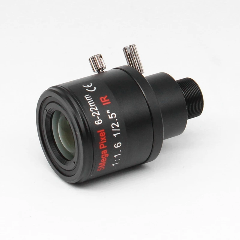 6-22 мм 5MP M12 Mount Varifocal Lens F1.6 Ручной зум-объектив Сетевой объектив высокой четкости для камер безопасности 5MP без фильтра