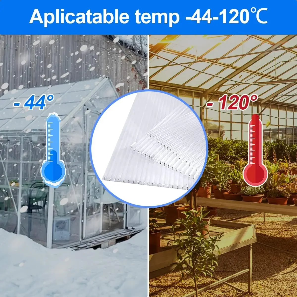 14 Pcs Polycarbonate Greenhouse Panels, Wall Polycarbonate Panels, Polycarbonate Sheet for All Weather