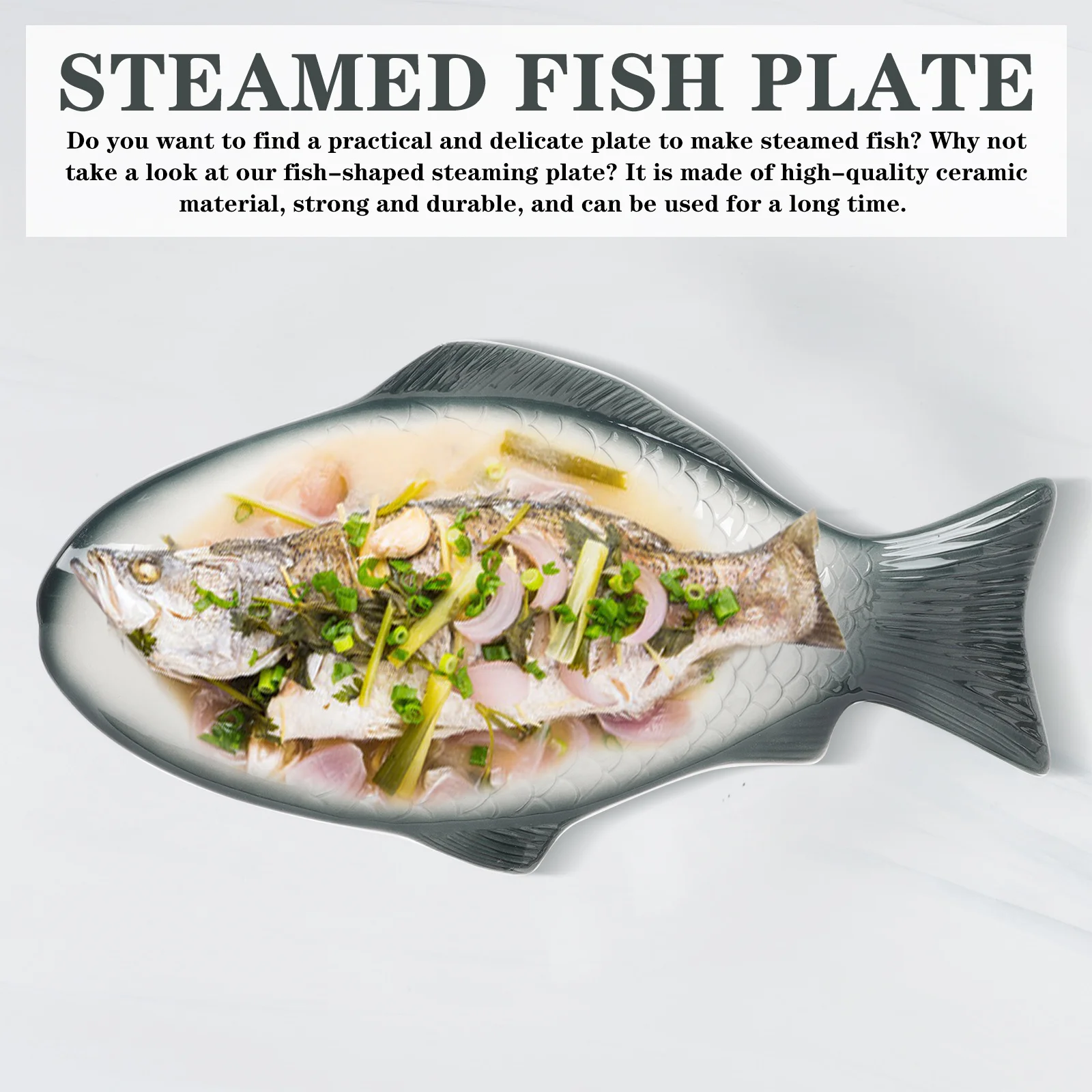 

Fish-Shaped Steamed Plate Ceramic Kitchen Fish Steaming Tray Decorative Dining Table Food Plate Fish Steaming Dish