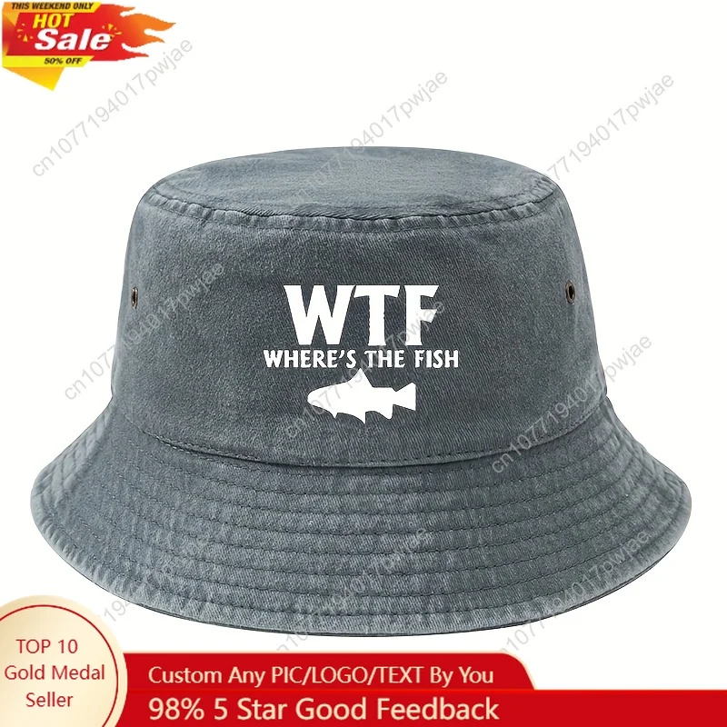 

A men's outdoor fishing bucket hat, a stylish and versatile bucket hat, WHERE'S THE FISH bucket hat lightweight outdoor sun hat.
