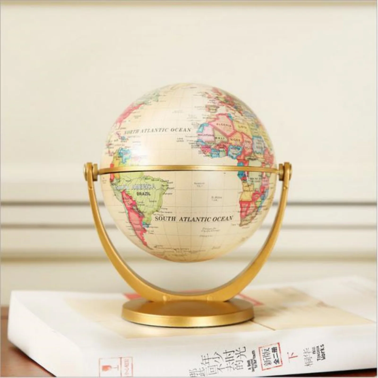 10cm Rotating World Globe Shelf Display Geography Educational Toy Interractive Teaching Tool for Home Decoration Ornament