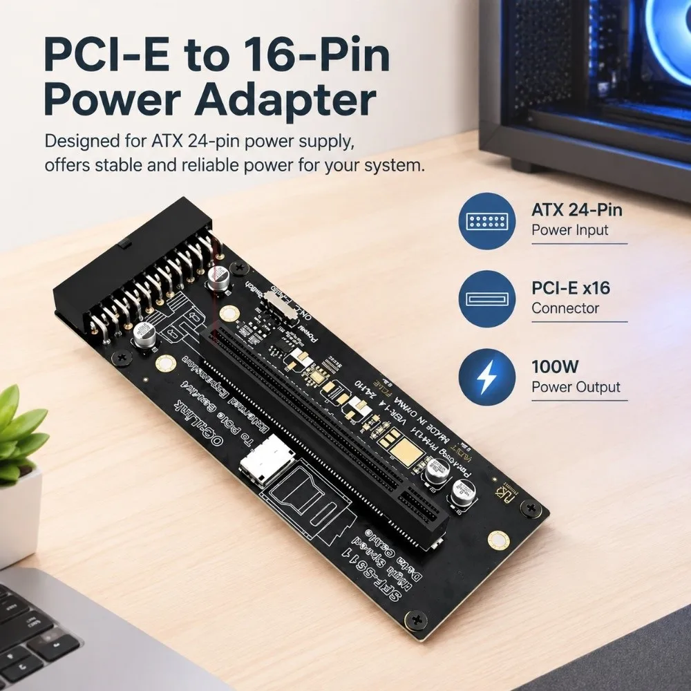 PCIe 4.0 X16 Interface Data Transfer Expansion Card 24Pin Power Supply 64Gbps Bandwidth PCIe 4.0 X16 Adapter SFF-8612