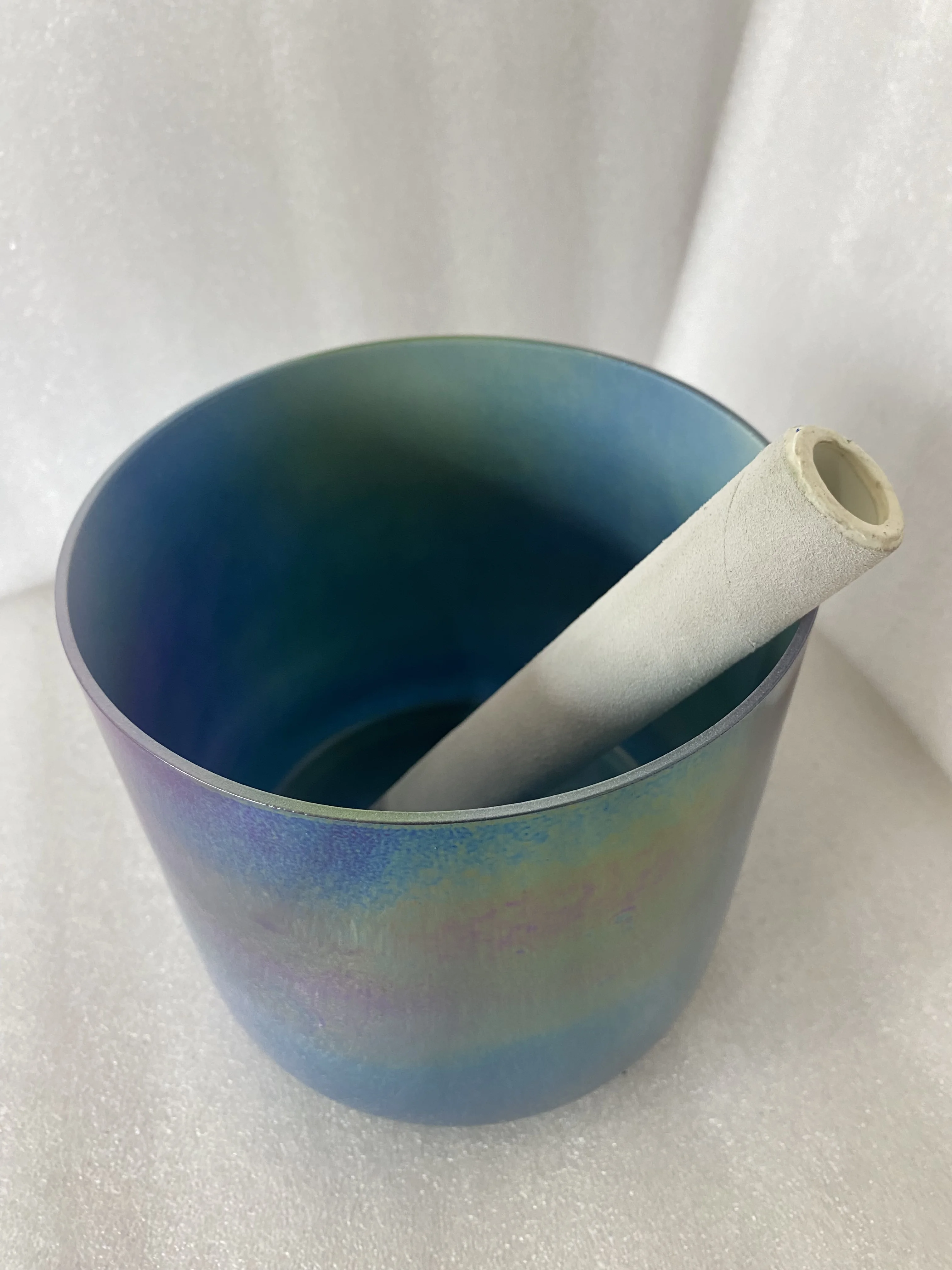 Crystal singing bowl 4th octave D# note 432HZ Perfect pitch straight wall flat bottom bowl with alchemy colors