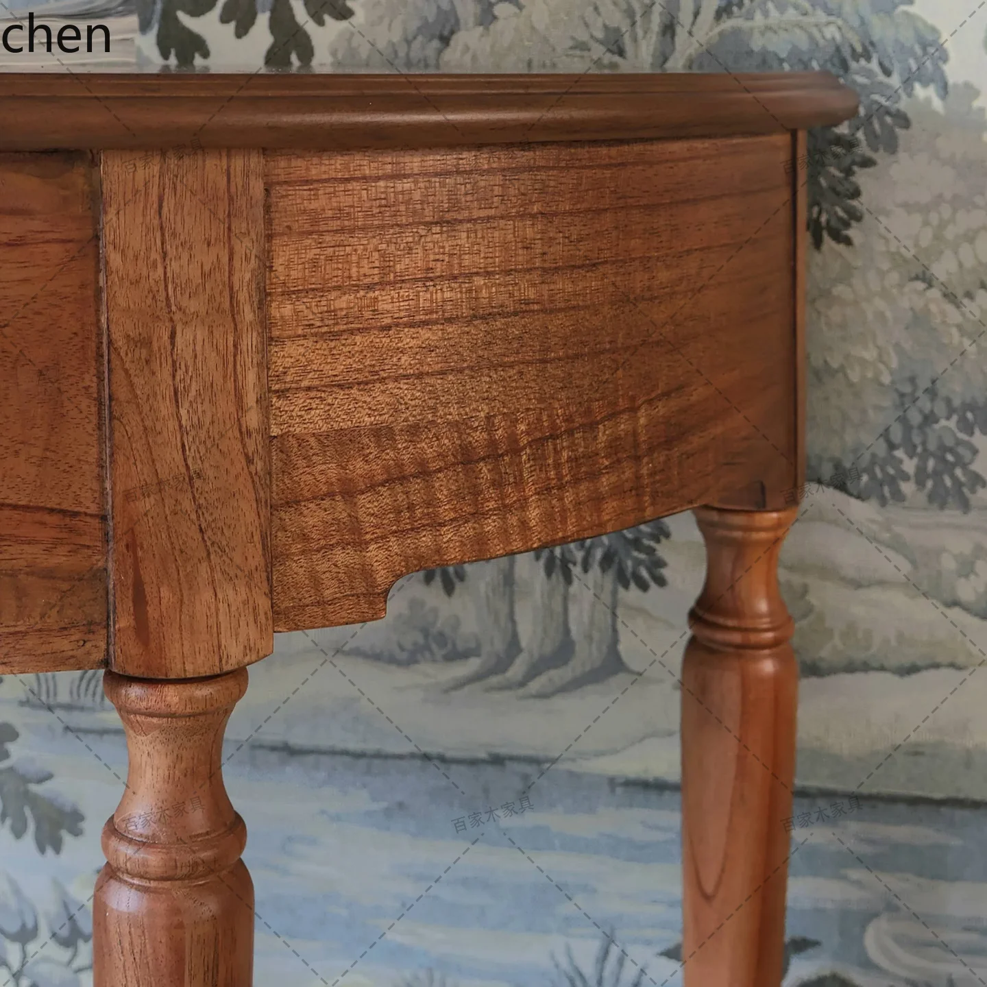 HT Country  Entryway Table Vintage Distressed Half Round Entryway Console Entryway Partition Cabinet Simple Hallway Cabinet