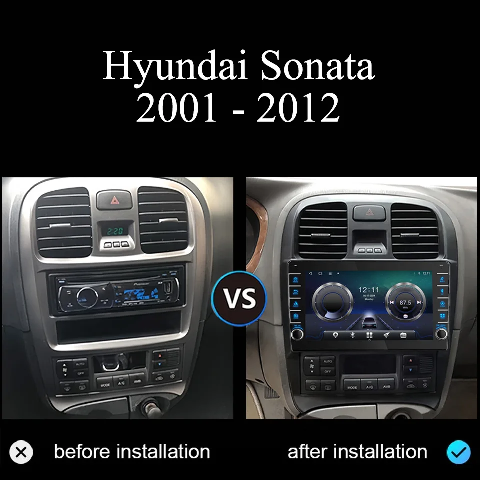 8G+128G Android 14 For Hyundai Sonata EF 2001 - 2012 Car Radio Audio Multimedia Stereo PC Tablet GPS Monitor 2 Din DVD Carplay