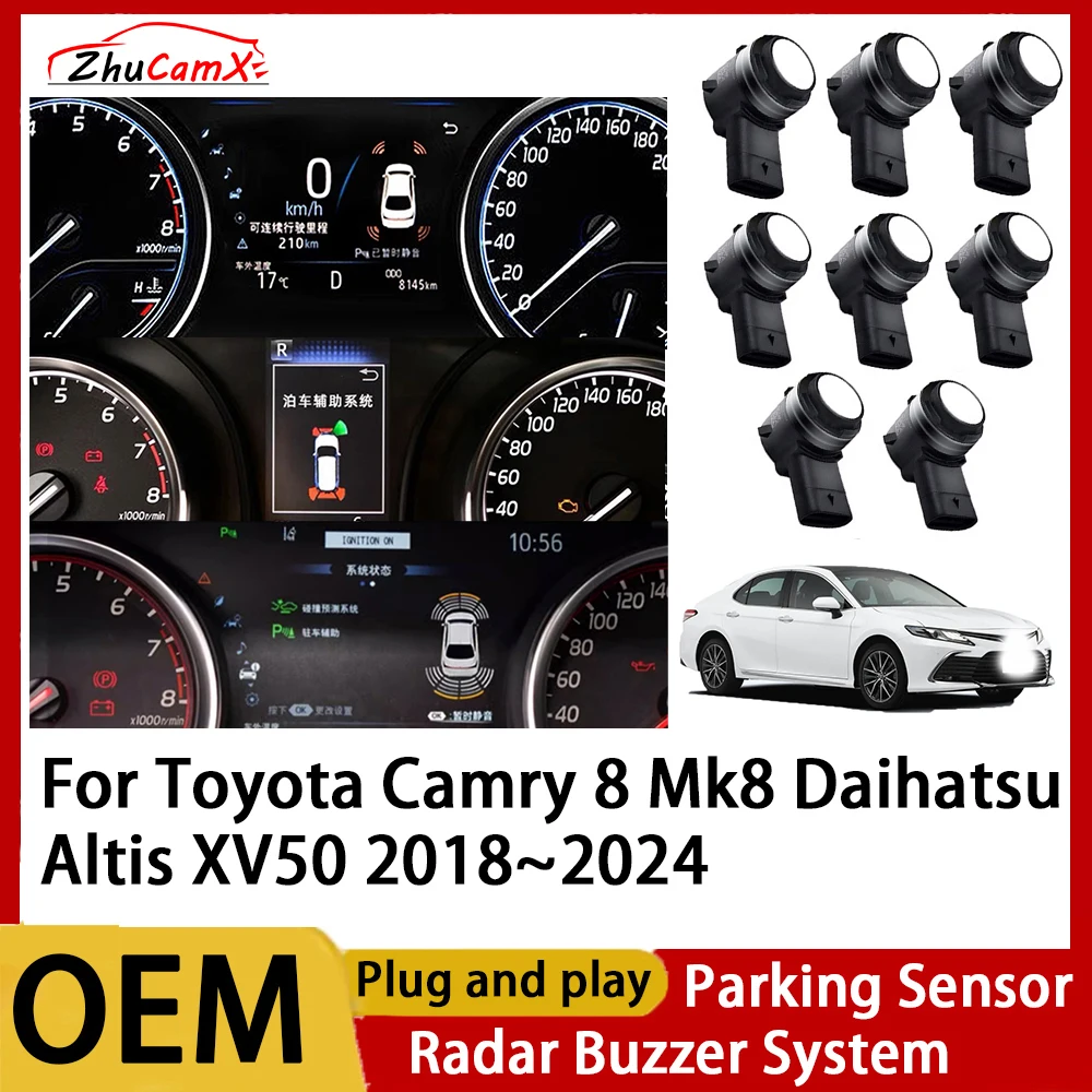 

ZhuCamX Front Rear Parking Sensor Assistance Backup Radar Buzzer System for Toyota Camry 8 Mk8 Daihatsu Altis XV50 2018~2024