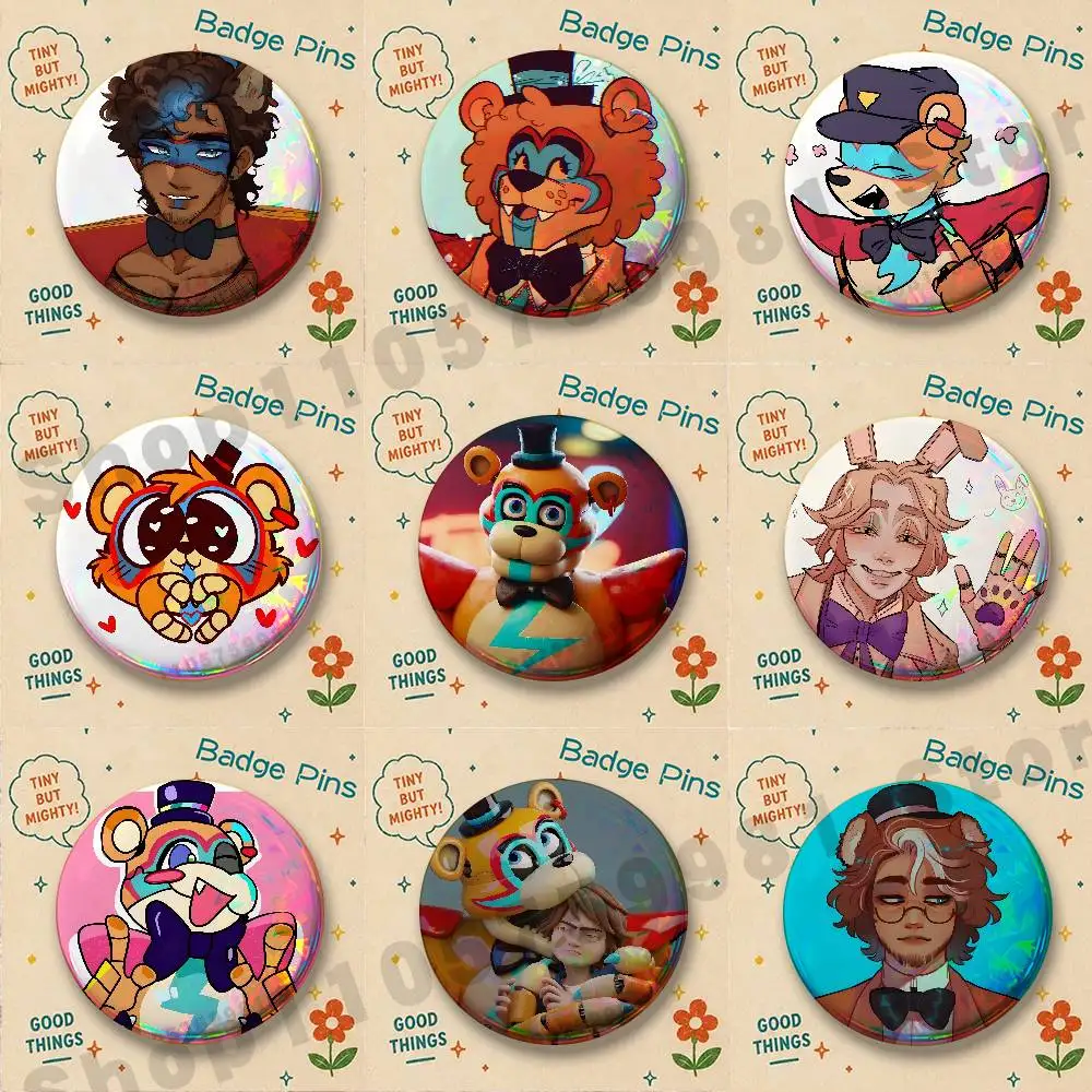 Cartoon G-Glamrock Freddy FNAF Badges Cartoon Character Pins Brooch for Bag Shoes Decoration Jewelry