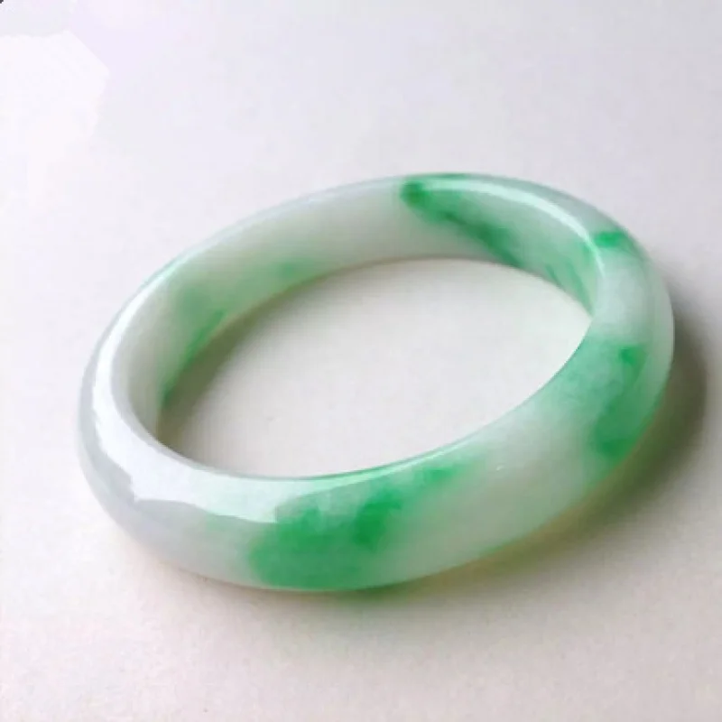 Myanmar Emerald Jade White Background Floating Green Circle Women's Jewelry with Certificate