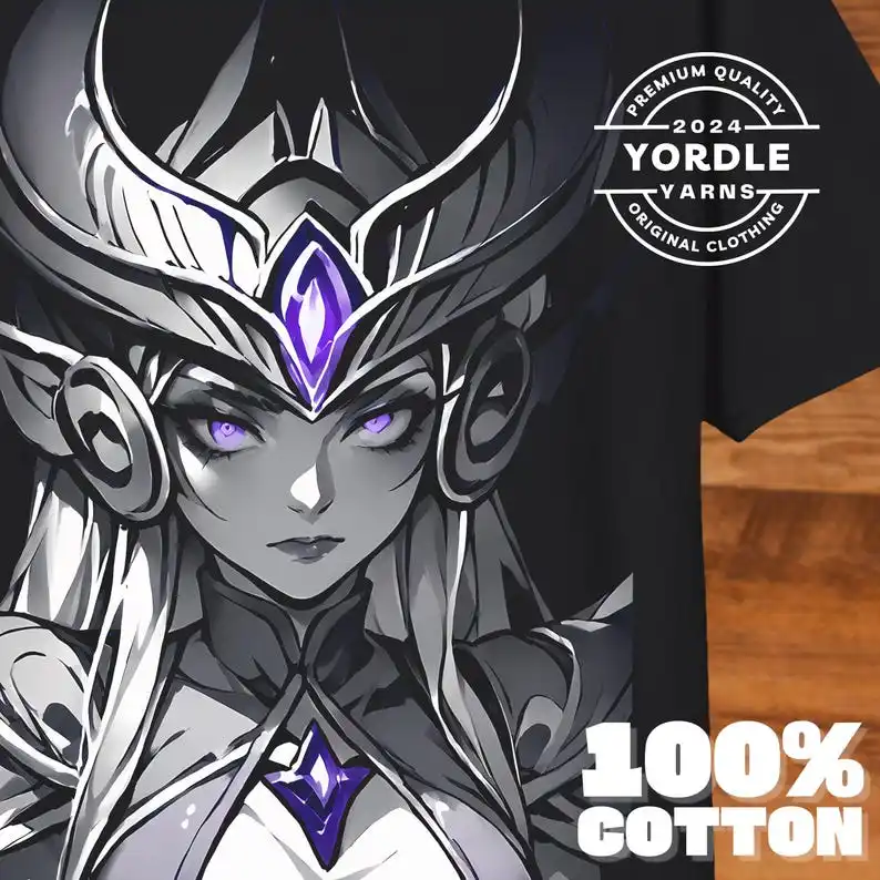 Syndra Japanese Style Black T-Shirt for Mid Greyscale Mono-Tone Aesthetic Syndra Unique Anime Gamer Gift Mid Main