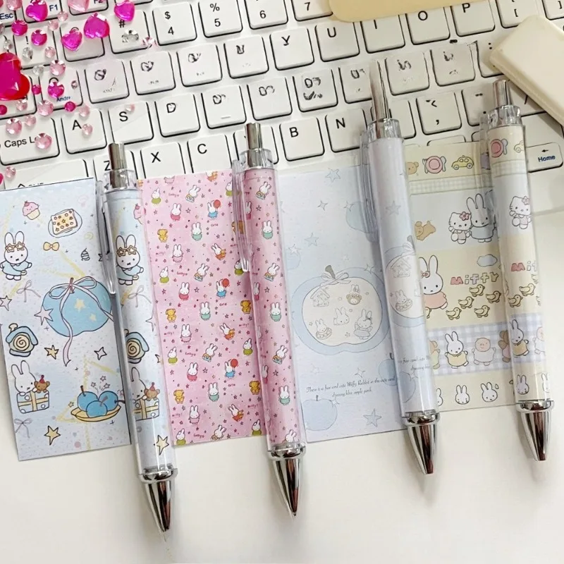 

4PCS Hot Cartoon Miffy Series Press The Pen Kawaii Creativity Exquisite Cute Printing 0.5mm Gel Pen Girls Stationery