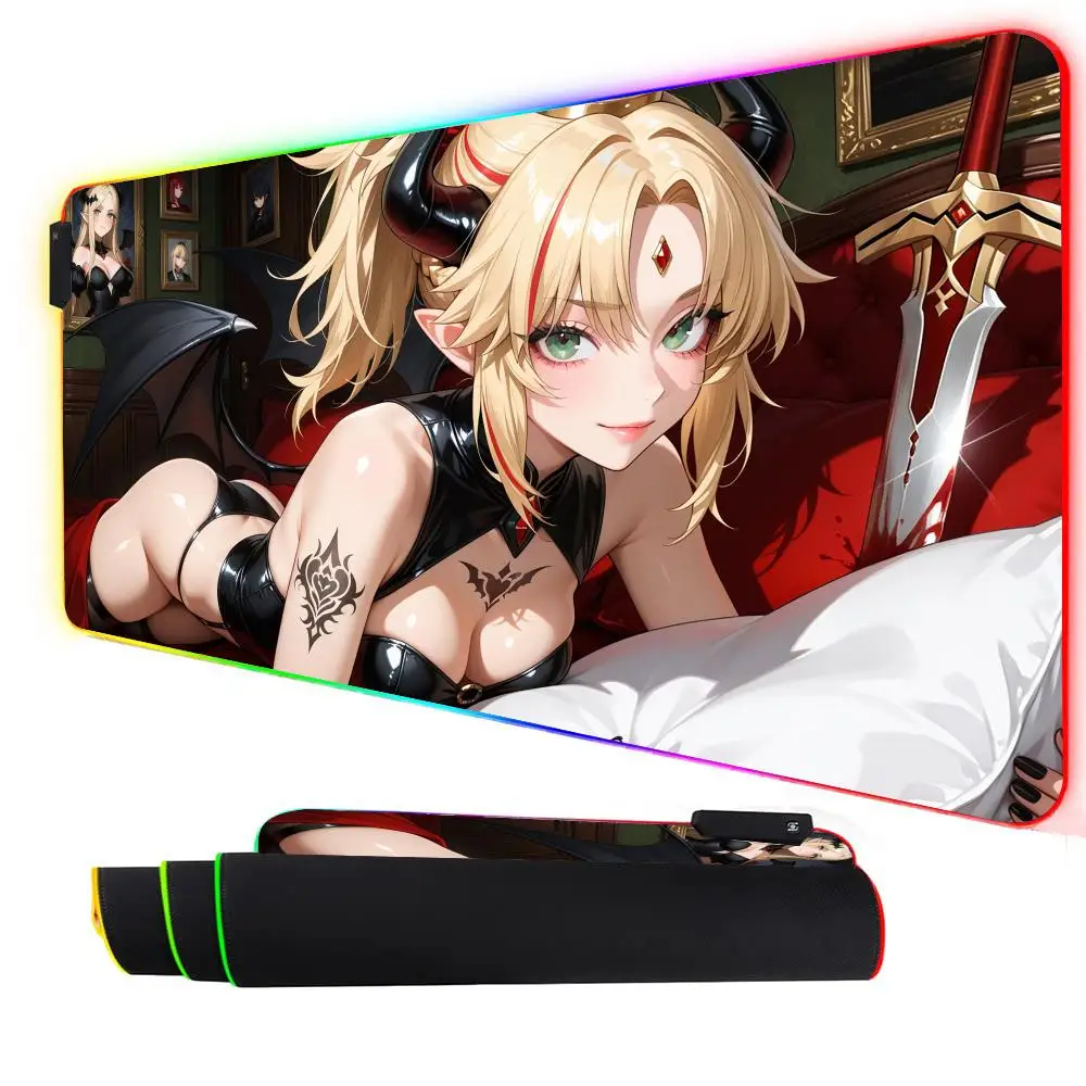 

RGB коврик для мыши сексуальная ведьма аниме девушка хентай игровой коврик резиновый противоскользящий настольный коврик светодиодное свечение игровая клавиатура коврик для мыши ПК аксессуары