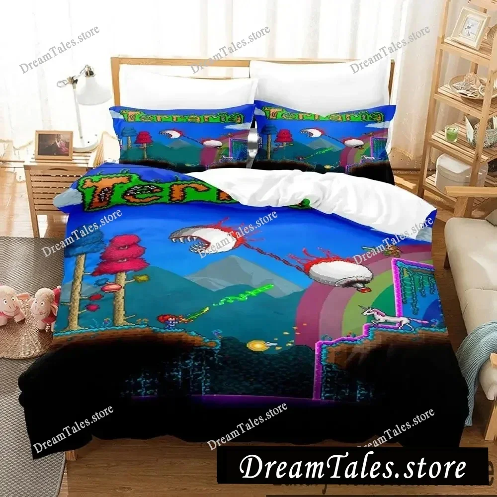 Terraria Bedding Set Single Twin Full Queen King Size Bed Set Adult Kid Bedroom Duvet Cover Sets 3D Print Game Bed Sheet Set