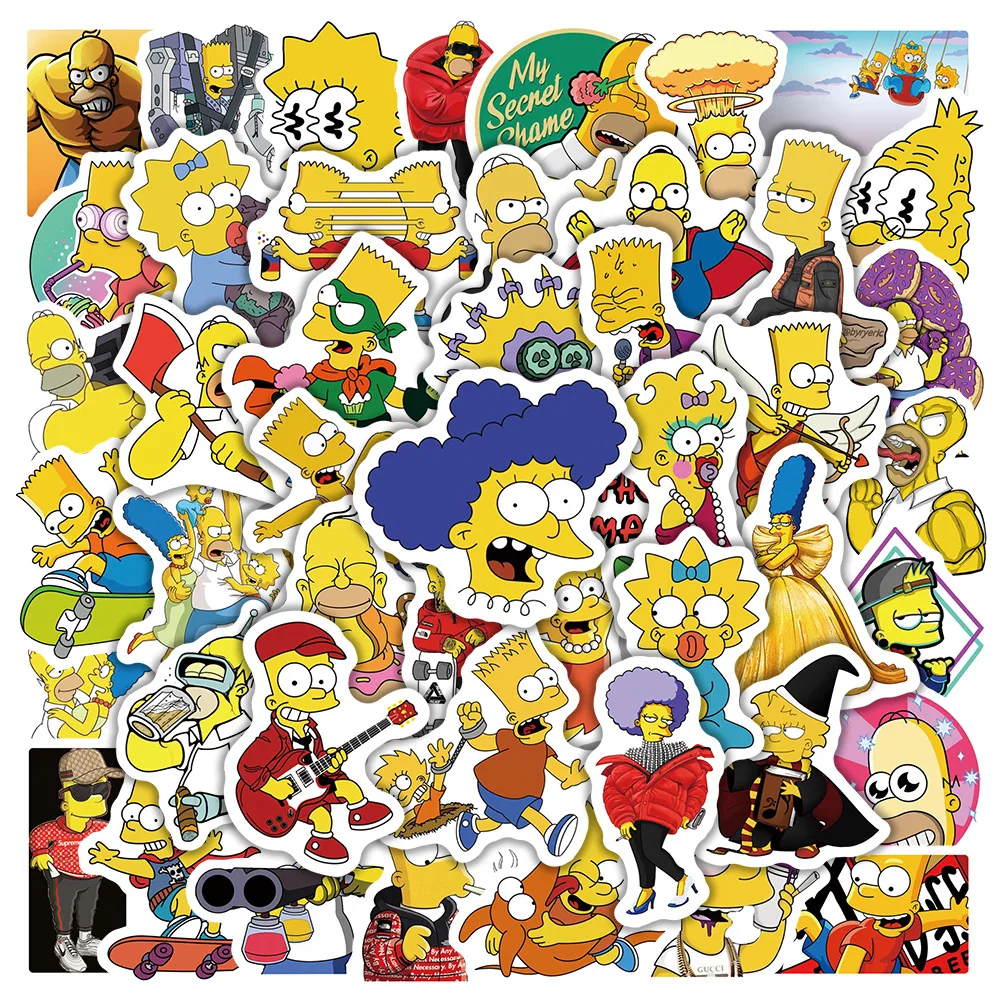 50/100/200/300Pcs Non-repeating Cartoon Anime Simpsons DIY Graffiti Waterproof Stickers for Kids