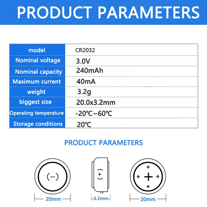 Original  CR2032 CR 2032 3V Lithium Battery For Watch Calculator Clock Remote Control Toys Button Coins Cell