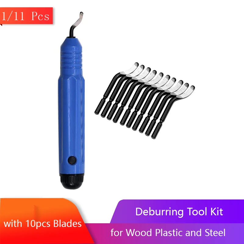 

Deburring Tool Kit Rotary Deburr Blades Set with Handle Debur Knife, Great Burr Remover Hand Tool for Wood Plastic and Steel