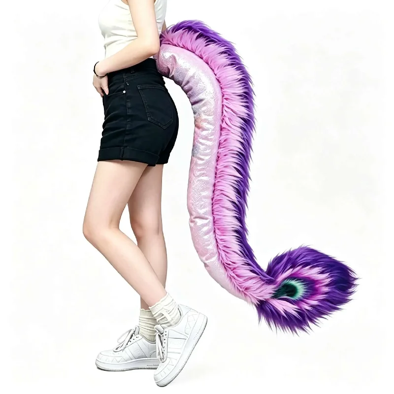 4-colors-iridescent-dragon-tail-faux-fur-animal-cosplay-tail-costume-accessory-for-halloween-carnival-party-dress-up