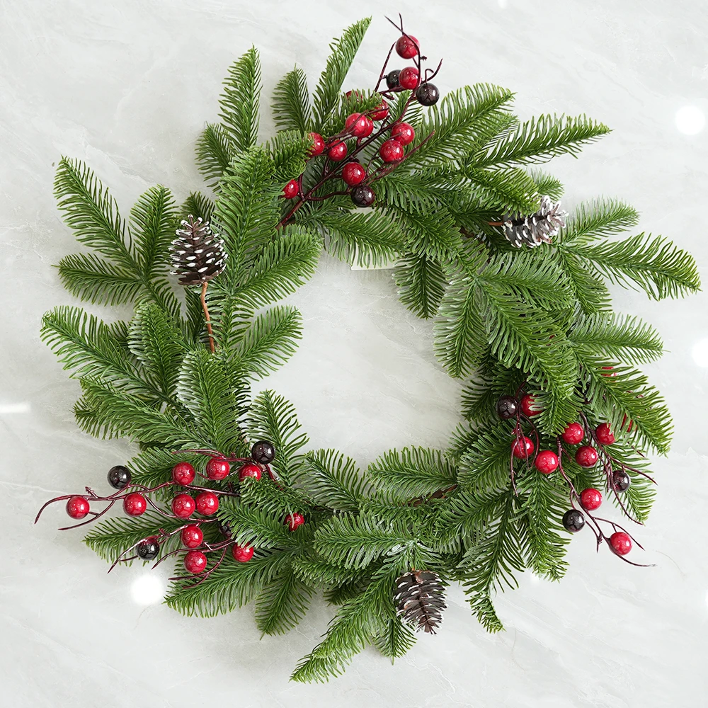 

Large Artificial Christmas Wreath with Faux Greenery Pine Cones Berries for Front Door Xmas Wreath for Christmas Home Decoration