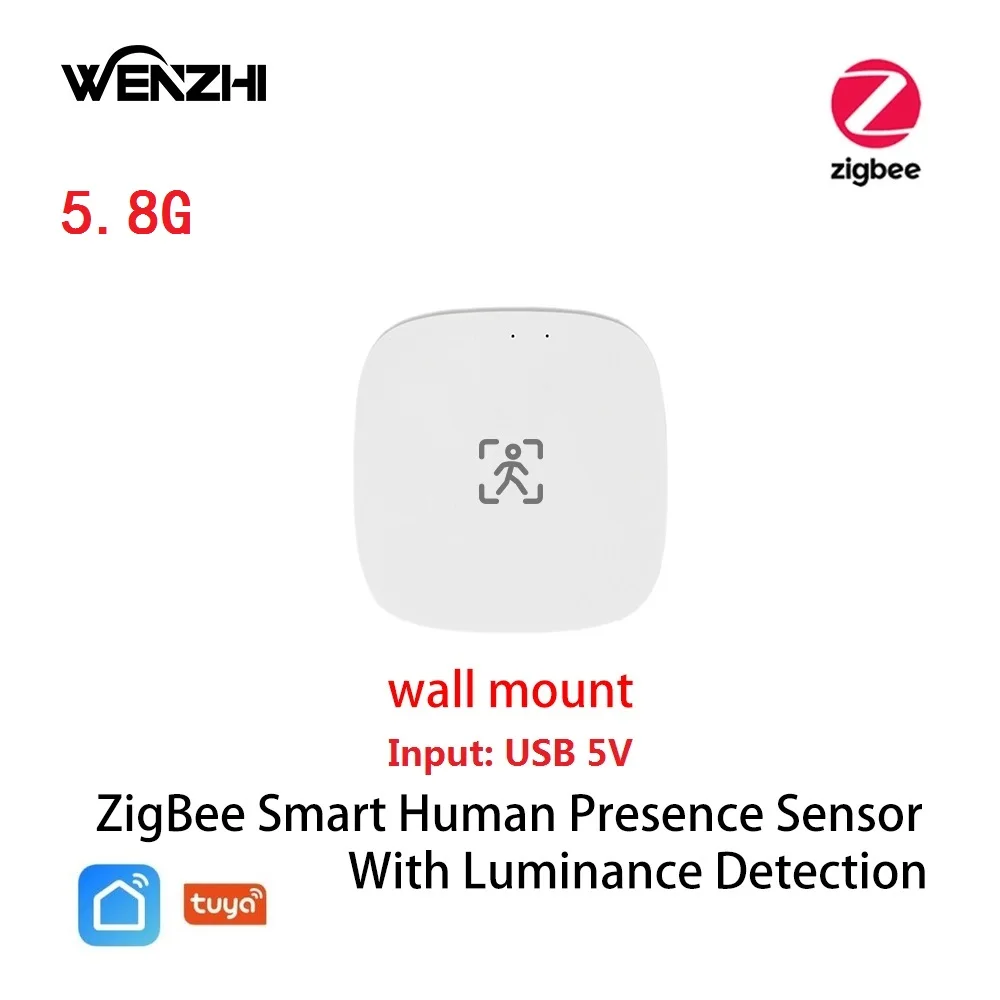 ZigBee Wifi MmWave Menselijke aanwezigheid Bewegingssensor met helderheid/afstandsdetectie 5/110/220V Tuya Smart Life Domotica