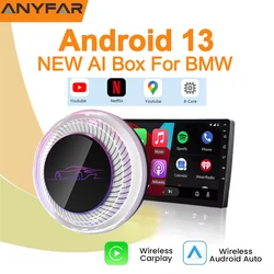 무선 AI 박스 BMW 또는 기타 차량용 무선 카플레이 안드로이드 13 시스템 8GB RAM 128GB ROM 듀얼 WiFi 4G SIM 및 HDMI 출력