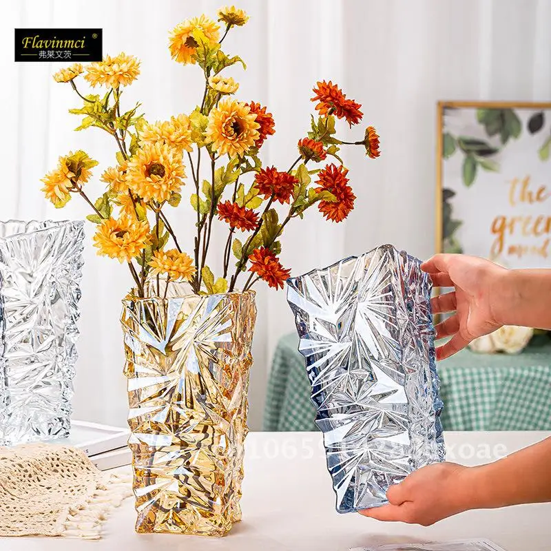 

Vase with high-end feel, thickened glass vase, hydroponic flower set, living room flower arrangement ornament