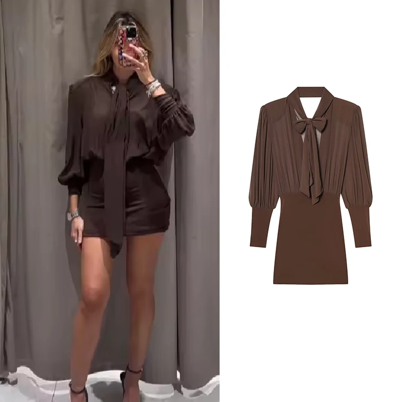 فستان ربيعي نسائي قصير أنيق بطيات 2026 حقيبة نحيفة على الورك فستان قصير أنيق موضة فستان حفلات الكرة فساتين ربيعية أنيقة