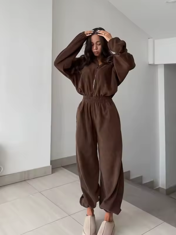 Zekye Woman Clothing New Fashion Long-sleeved Jumpsuit Women's Casual Semi-open Elastic Waist Jumpsuit Elegant Woman Jumpsuit - Image 10