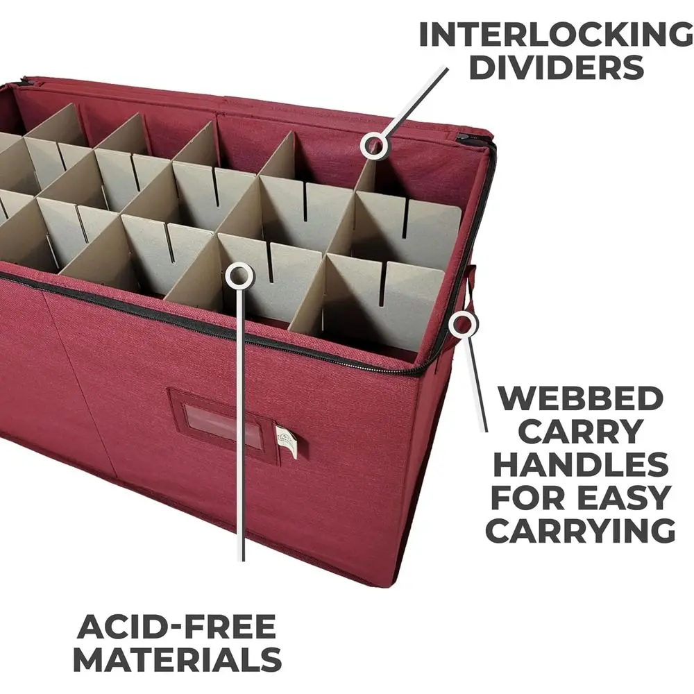 Adjustable Divider Ornament Storage Box, Protects 54 4-Inch Decorations (SB-40044-VT)