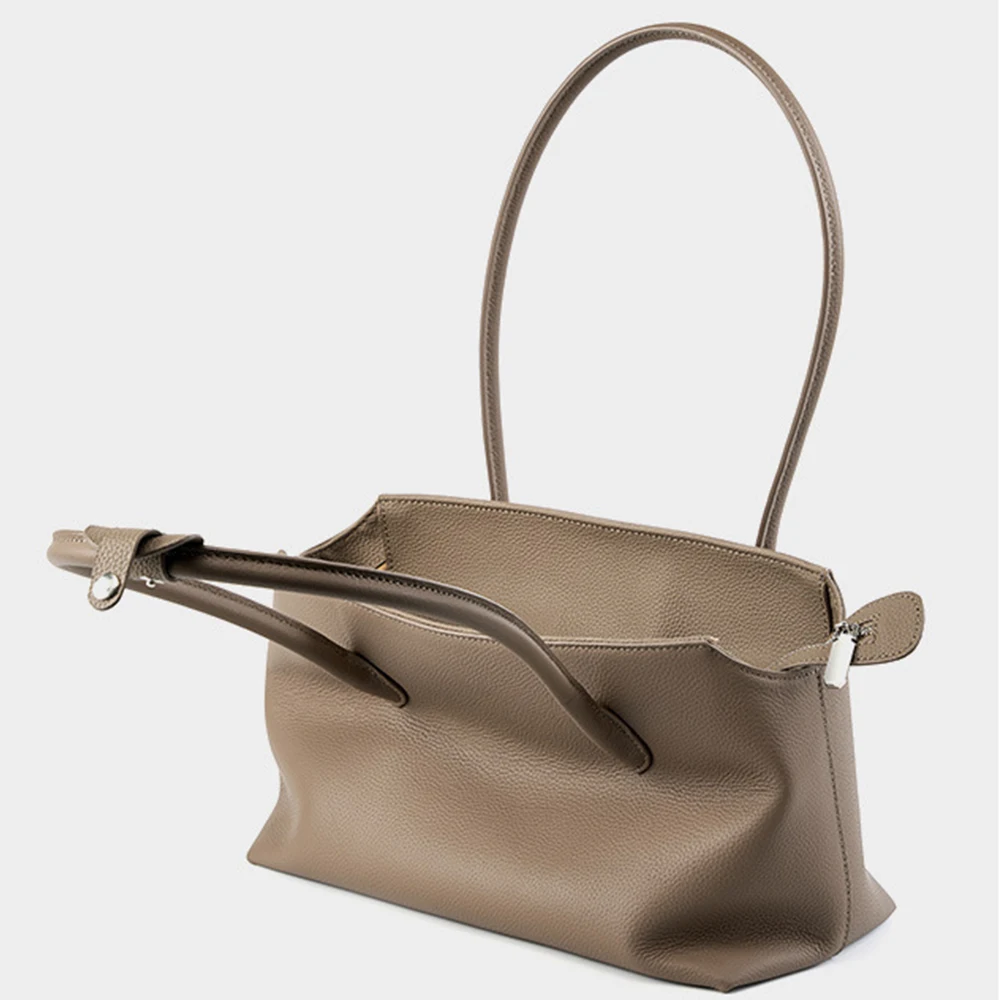 حقيبة يد من الجلد الطبيعي الراقية الحد الأدنى الطبقة العليا جلد البقر حمل حقيبة المرأة سعة كبيرة حقيبة كتف تحت الإبط #2