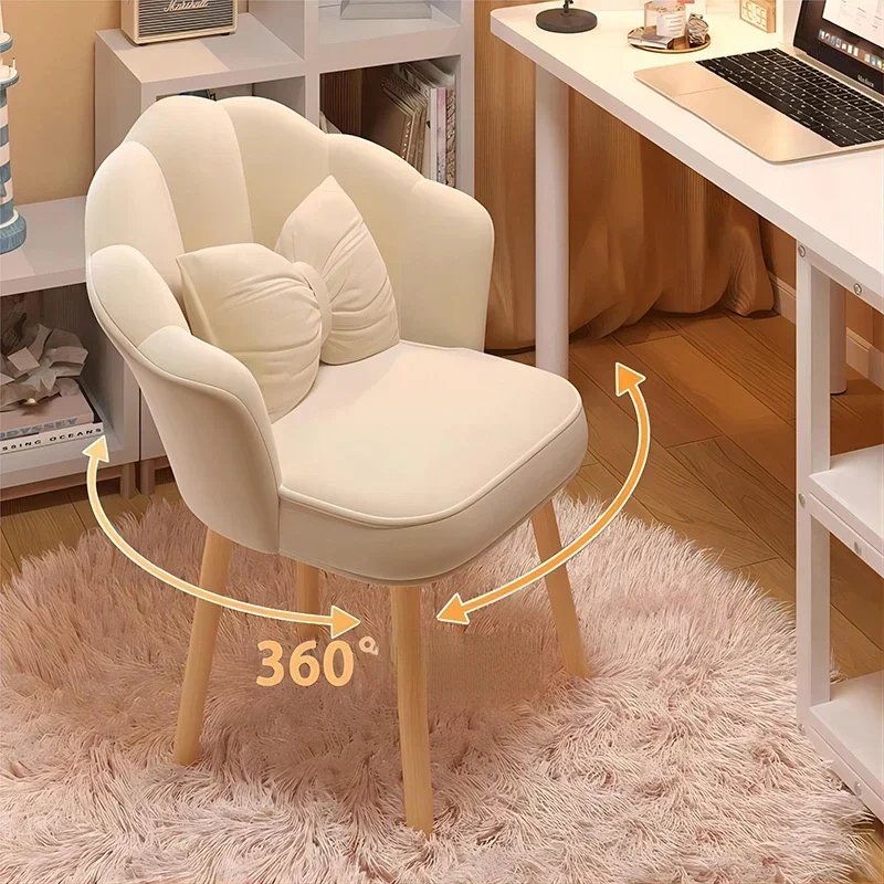 360° Rotatable Lounge Chair Comfortable and Simple Manicure Petal Dining Light Luxury Girls' Bedroom Dresser Stool