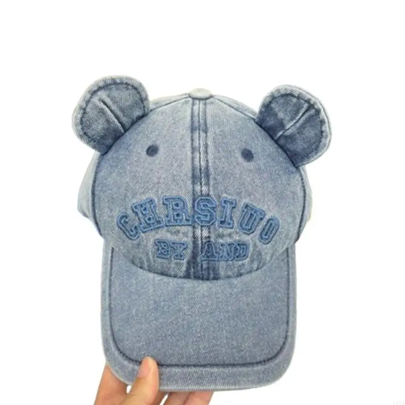 

L5YA Teen Bear Ear Decor Baseball Caps Travel Outdoor Casual Sports Hat for Adult